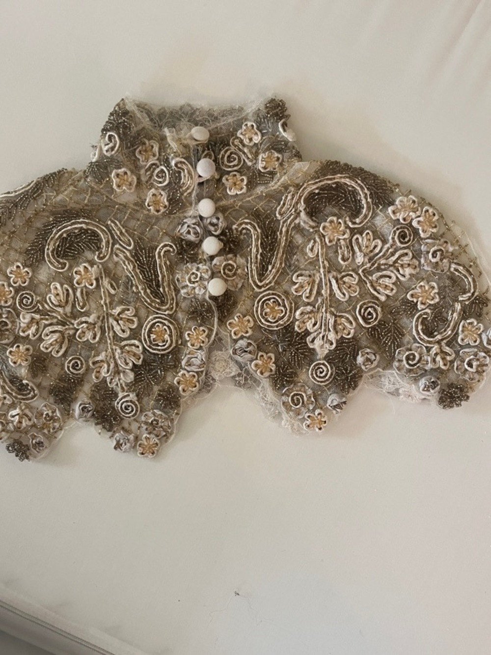DSQUARED2 Cream and Gold Embroidered Lace Collar